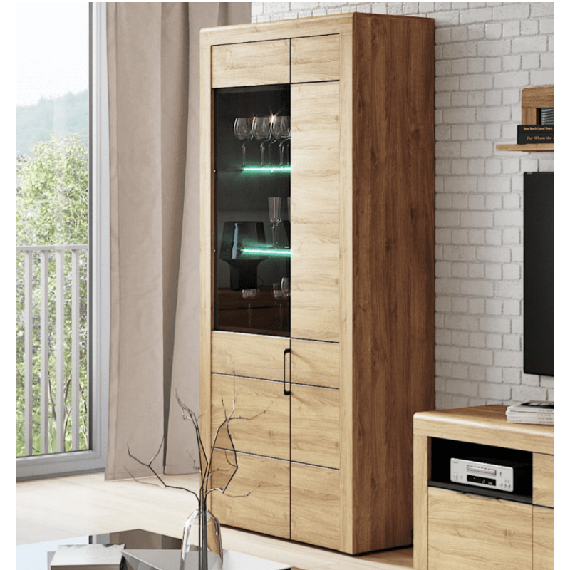 Covent Display Cabinet Large Oak Effect 2 Door - 2707