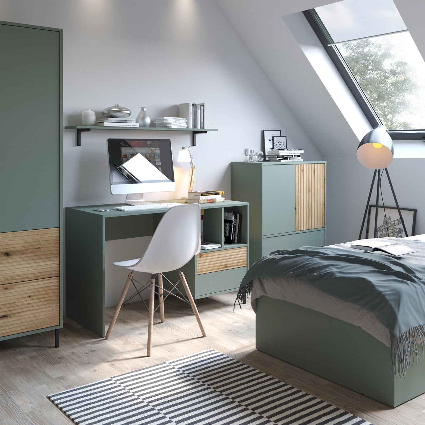 Darwin Sideboard 2 Door Green/Oak - 4W617243 4