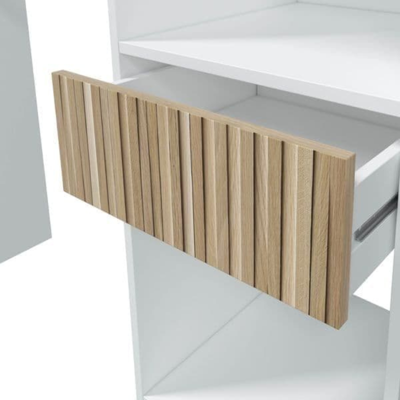 Radlet Wardrobe Natural Oak Effect and White Open Door - 3219