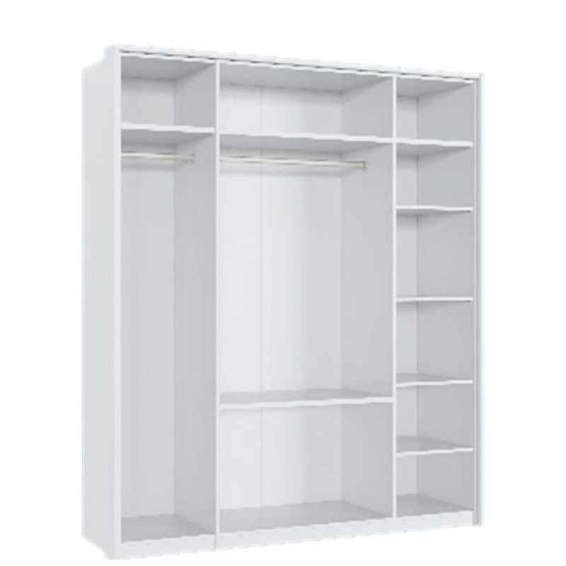 Raydon Wardrobe 4 Door 2 Drawer White High Gloss Mirrored - 3154