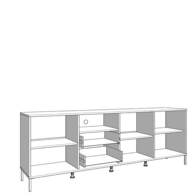 Russell TV Unit Slatted Artisan Oak Effect And Black - 3437