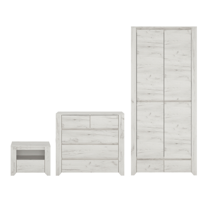 Angel Package - 1 Drawer Bedside Cabinet + 2+3 Chest of Drawers + 2 Door 2 Drawer Fitted Wardrobe - 42162p1