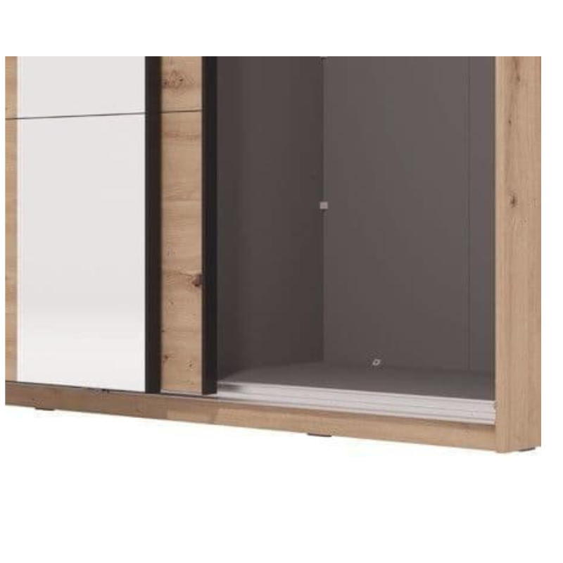 Ark Wardrobe Oak Effect Sliding With Mirror - 3408