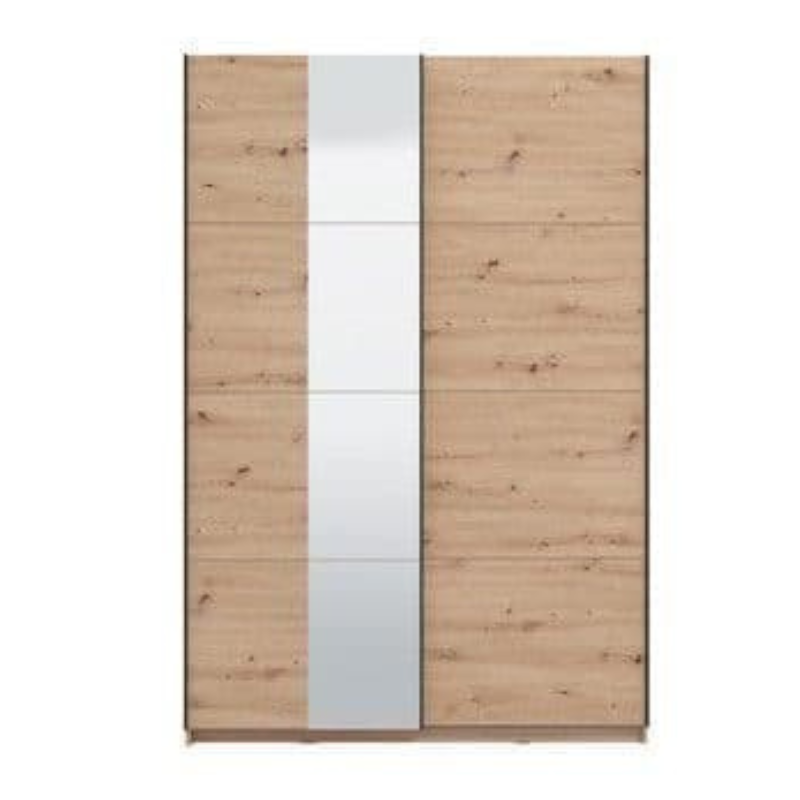 Ark Wardrobe Oak Effect Sliding With Mirror - 3408