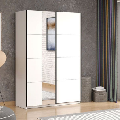 Ark Sliding Wardrobe White With Mirror - 3407