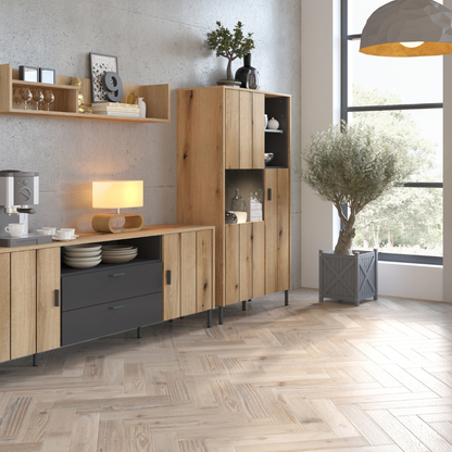 Arundel 2 Door Display Cabinet in Oak/Grey - 4W61722