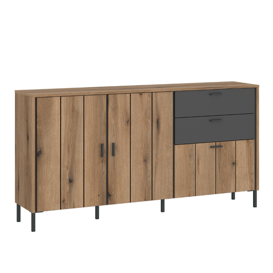 Arundel Sideboard 2 Door 1 Flap 2 Drawer in Oak/Grey - 4W617197