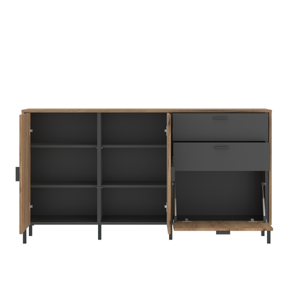Arundel Sideboard 2 Door 1 Flap 2 Drawer in Oak/Grey - 4W617197