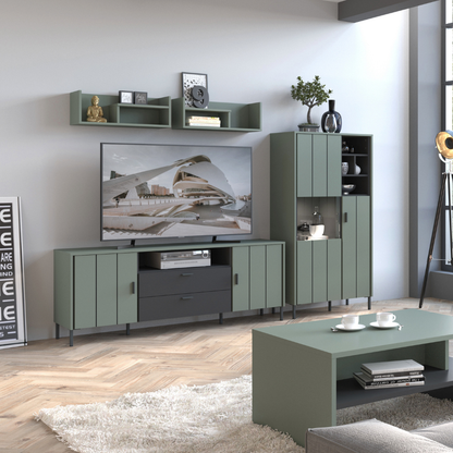 Arundel TV Cabinet 2 Door 2 Drawer 173cm wide 65cm High in Green/Grey -4W616737