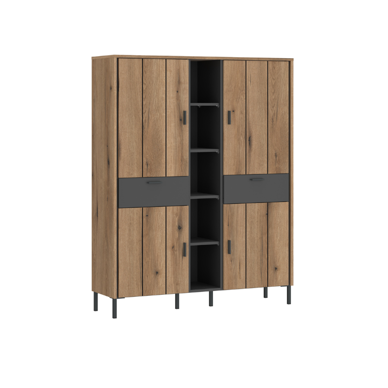 Arundel Cabinet 4 Door 2 Drawer in Oak/Grey- 4W61721