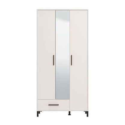 Bricket Wardrobe White 3 Door Tall Shallow Depth Hallway Mirrored - 3456