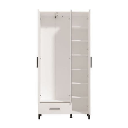 Bricket Wardrobe White 3 Door Tall Shallow Depth Hallway Mirrored - 3456