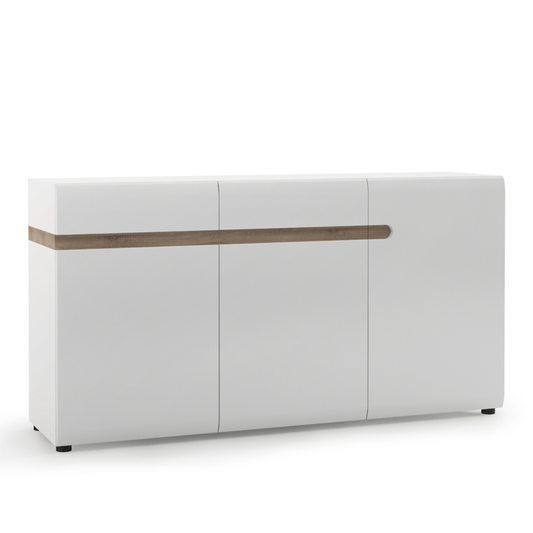 Chelsea Living 2 Drawer 3 Door Sideboard in White with a Truffle Oak Trim - 4024044