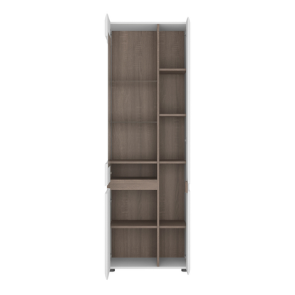 Chelsea Living Tall Glazed Narrow Display Unit (RHD) in White with a Truffle Oak Trim - 4020144p