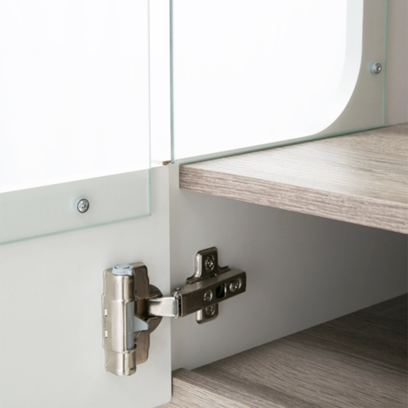 Chelsea Living Tall Glazed Narrow Display Unit (RHD) in White with a Truffle Oak Trim - 4020144p