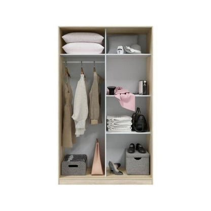 Chesham Wardrobe Artic White and Oak Effect Sliding Door 120cm Wide - 3208