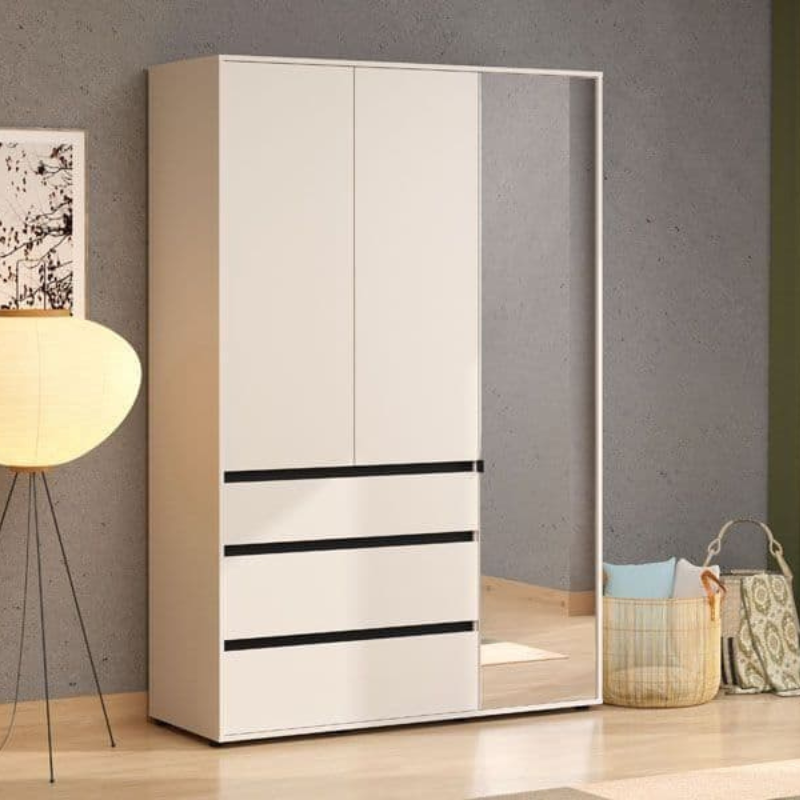 Colham Wardrobe Cashmere 3 Door 3 Drawer Mirrored - 3472
