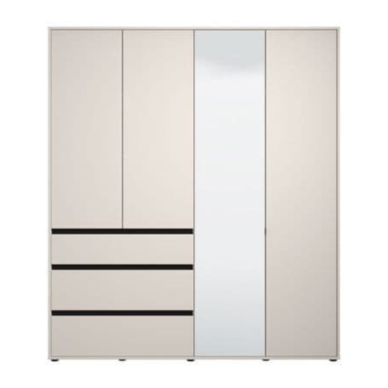 Colham Wardrobe Cashmere 4 Door 3 Drawer Mirrored - 3471