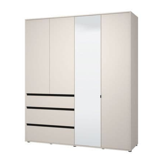 Colham Wardrobe Cashmere 4 Door 3 Drawer Mirrored - 3471