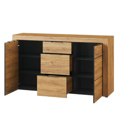 Covent Cabinet Large Oak Effect 3 Drawer Sideboard - 2706