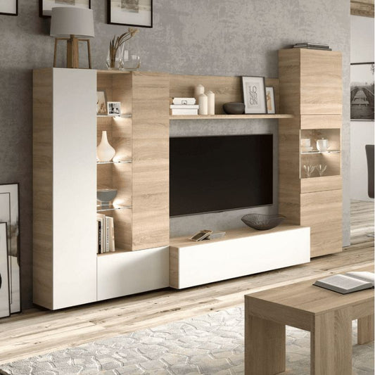Dallas 016642F Wall Entertainment Unit White and Oak 2916