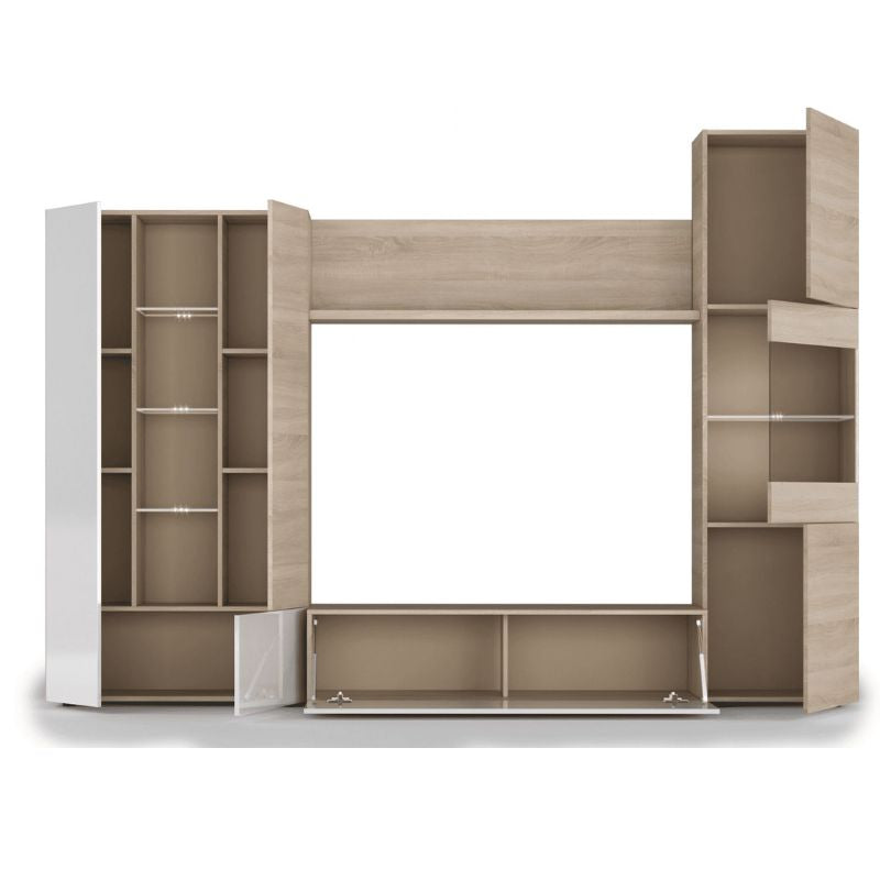 Dallas 016642F Wall Entertainment Unit White and Oak 2916