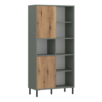 Darwin Bookcase 2 Door Green/Oak - 4W615445