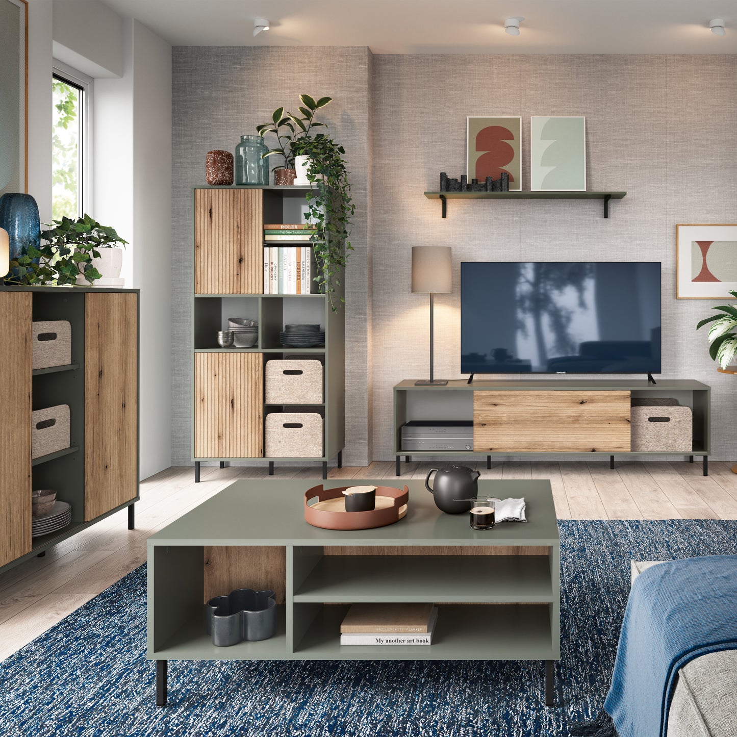 Darwin Sideboard 1 Door Green/Oak - 4W615442 3