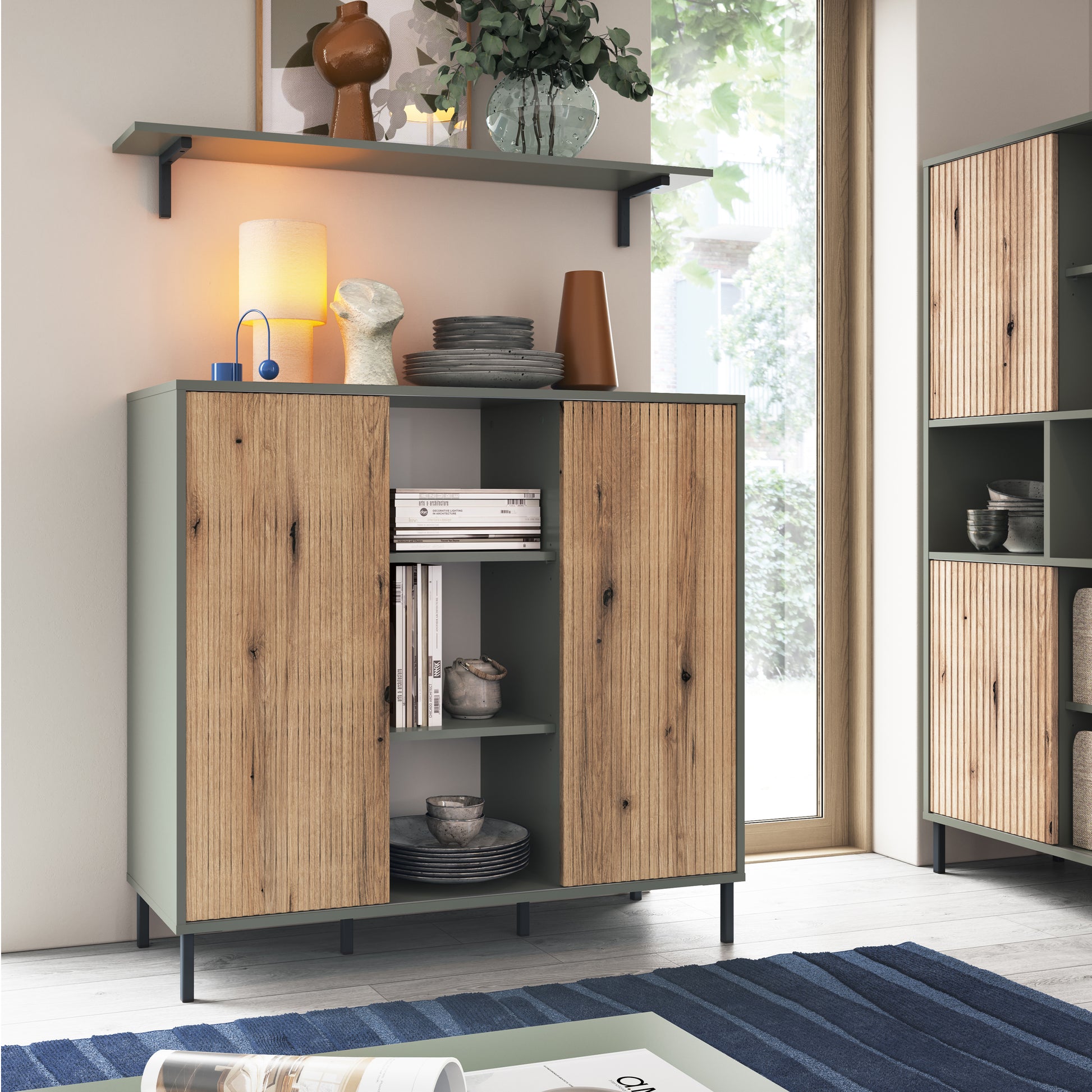 Darwin Sideboard 2 Door Green/Oak -4W615443 3