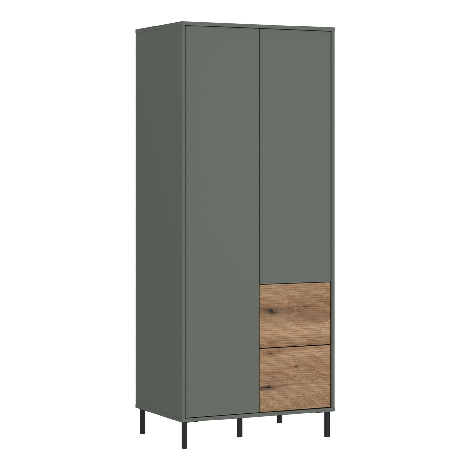 Darwin Wardrobe 2 Door 2 Drawer Green/Oak - 4W617238