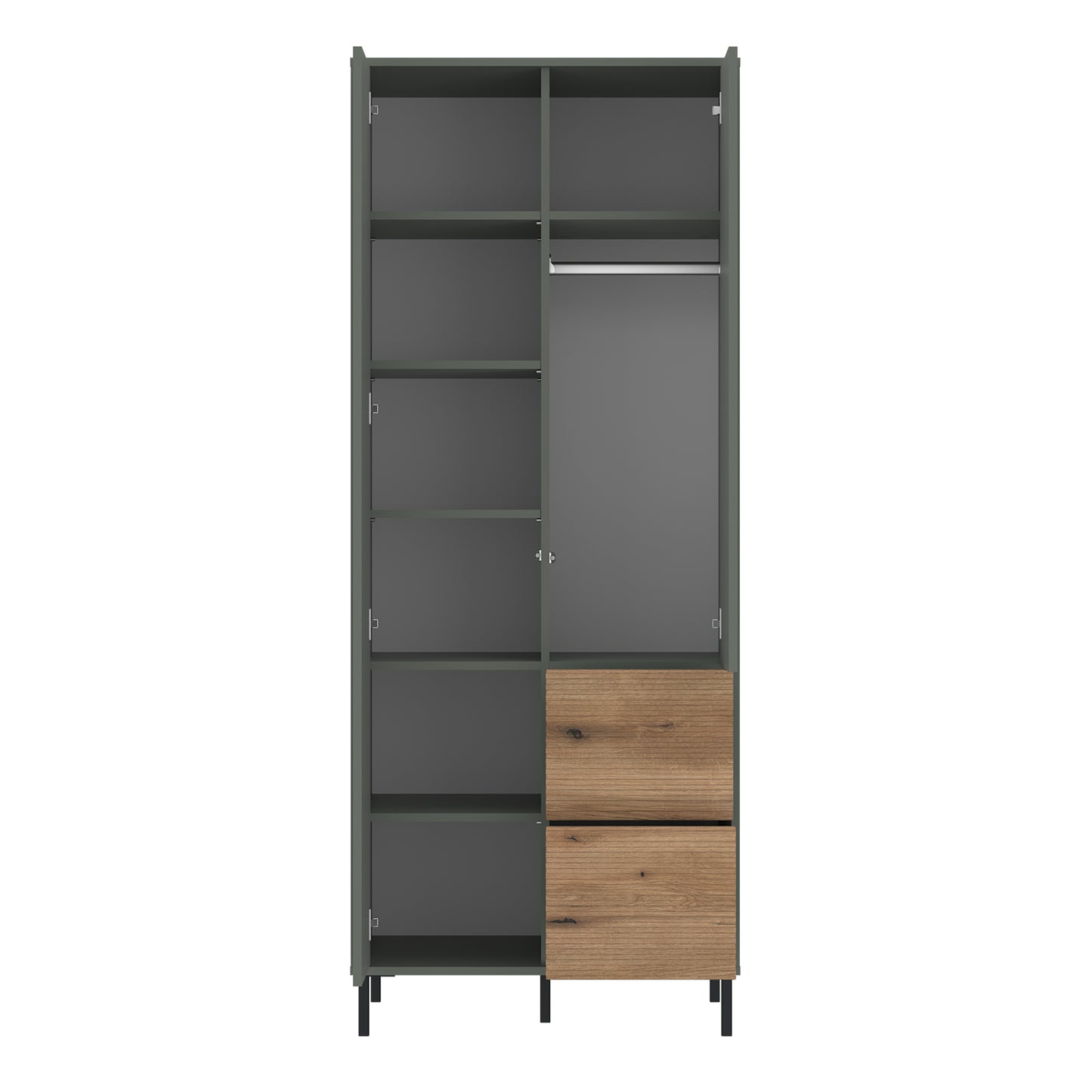 Darwin Wardrobe 2 Door 2 Drawer Green/Oak - 4W617238 2