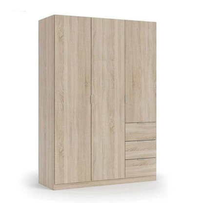 Drayton Wardrobe Oak Effect Compact 3 Door 3 Drawer 135cm LCX353O - 3204