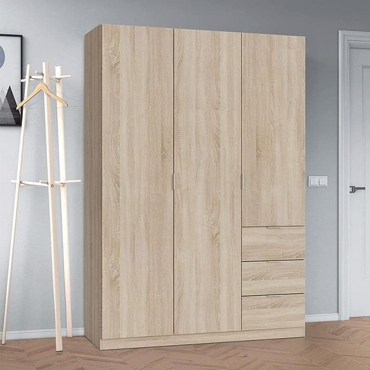 Drayton Wardrobe Oak Effect Compact 3 Door 3 Drawer 135cm LCX353O - 3204