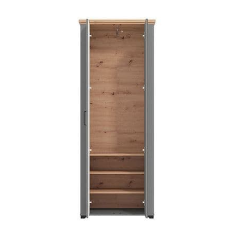 Epps Wardrobe Grey And Artisan Oak Slim Narrow Mirrored - 3265