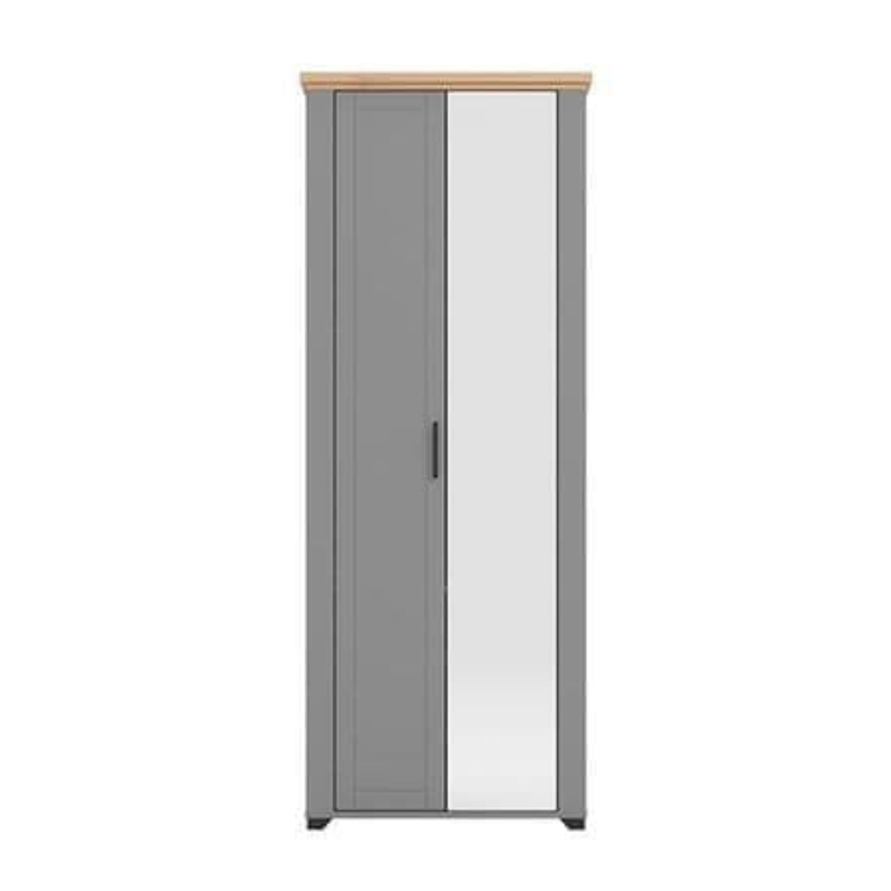 Epps Wardrobe Grey And Artisan Oak Slim Narrow Mirrored - 3265