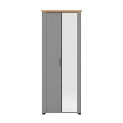 Epps Wardrobe Grey And Artisan Oak Slim Narrow Mirrored - 3265