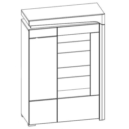 Granville Display Cabinet Oak Effect And White Gloss Low Wide with LED Lights - 3174