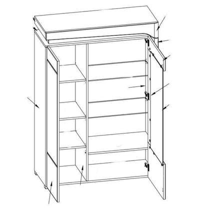 Granville Display Cabinet Oak Effect And White Gloss Low Wide with LED Lights - 3174