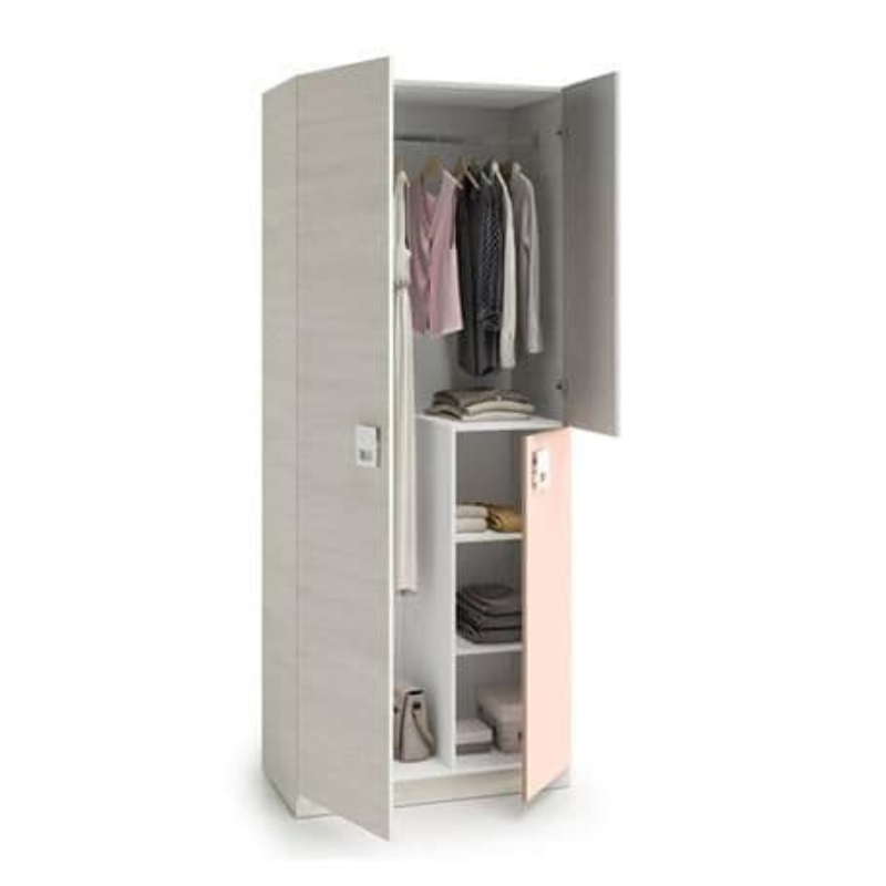 Hali Wardrobe Grey And Pink 3 Door Slim Narrow - 3262