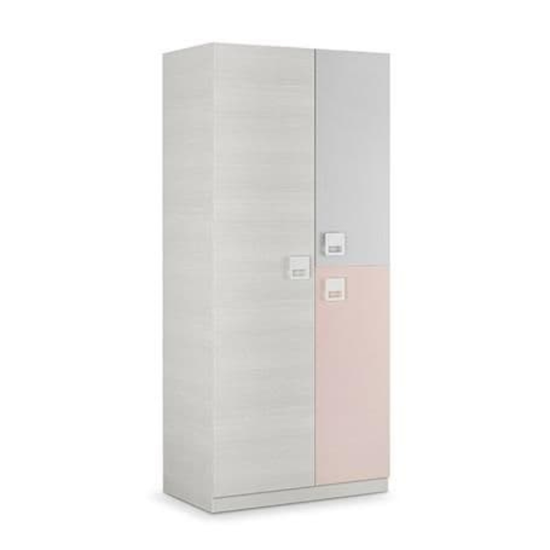 Hali Wardrobe Grey And Pink 3 Door Slim Narrow - 3262