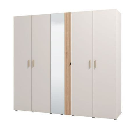 Hugo Wardrobe Cashmere And Artisan Oak Effect Mirrored 5 Door - 3412