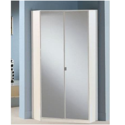 Letchmore Wardrobe Full Mirrored and White 2 Door Corner - 2292