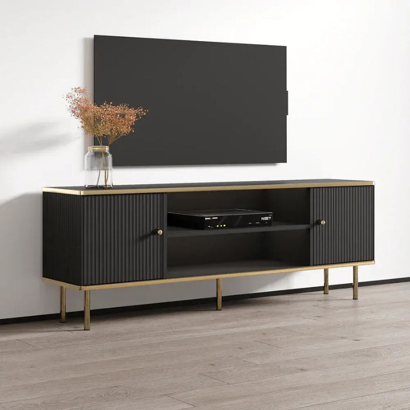 Madison Av. TV Unit Black And Gold - 3148