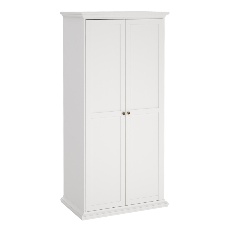 Paris Package - Bedside 2 Drawers + Chest of 4 Drawers + Wardrobe with 2 Doors White - 7014949p1