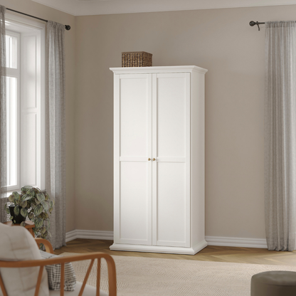 Paris Package - Bedside 2 Drawers + Chest of 4 Drawers + Wardrobe with 2 Doors White - 7014949p1