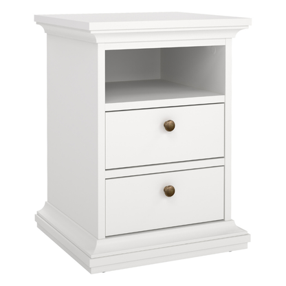 Paris Package - Bedside 2 Drawers + Chest of 4 Drawers + Wardrobe with 2 Doors White - 7014949p1