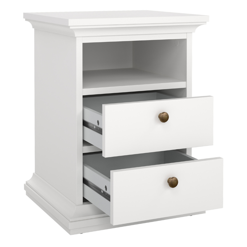Paris Package - Bedside 2 Drawers + Chest of 4 Drawers + Wardrobe with 2 Doors White - 7014949p1