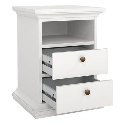Paris Package - Bedside 2 Drawers + Chest of 4 Drawers + Wardrobe with 2 Doors White - 7014949p1