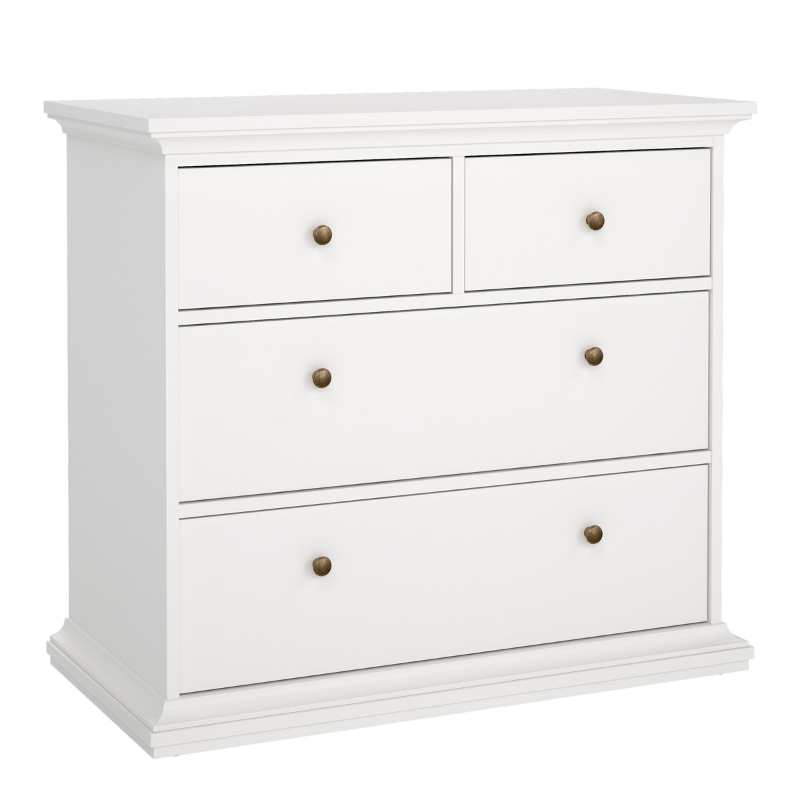 Paris Package - Bedside 2 Drawers + Chest of 4 Drawers + Wardrobe with 2 Doors White - 7014949p1