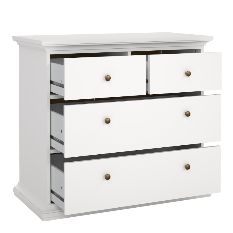 Paris Package - Bedside 2 Drawers + Chest of 4 Drawers + Wardrobe with 2 Doors White - 7014949p1